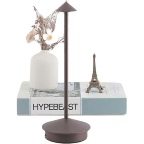 Lampe de table LED en aluminium à intensité variable, protection IP54, intérieur/extérieur, H 29 cm, prise UE – Marron (1/5)
