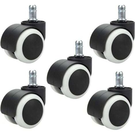 5 pièces roulettes de Chaise de Bureau 48 mm pour Chaise d'ordinateur roulettes pivotantes pour Chaise de Bureau Roues de Remplacement Taille de Tige Standard 11 mm × 20 mm, sans Rayures ni (1/4)