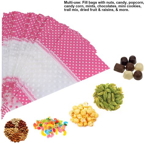 50 sachets transparents en forme de cône pour friandises, sachets à popcorn, sachets à bonbons en cellophane avec attaches torsadées (1/5)