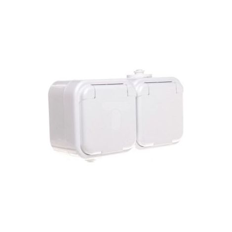 Presa doppia ermetica Delfina con/senza copertura IP44 bianca GNH-2DZ/00/w