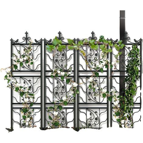 Enrejado para plantas trepadoras, construcción metálica duradera, diseño elegante, negro. (1/2)