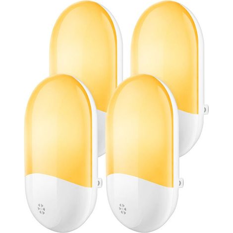 veilleuses LED à luminosité automatique avec capteur du crépuscule l'aube pour enfants Plug and Play chaud Lot de 4 Blanc (1/4)