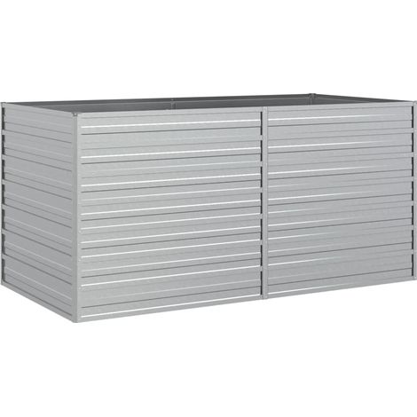 Macetero bancal elevado plantas flores terraza jardín jardín 160 x 80 x 77 cm acero galvanizado plateado Plata 020039385