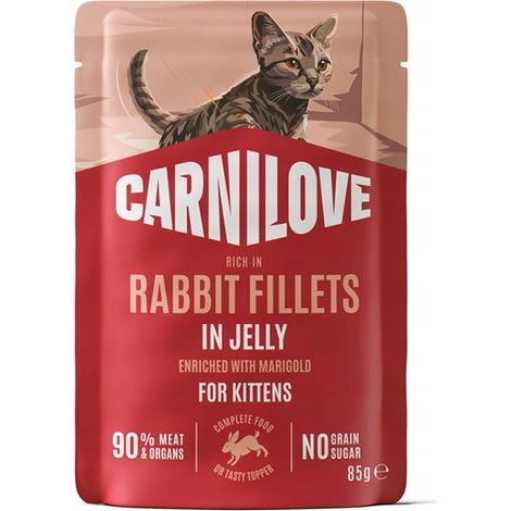 Sachet de gelée Carnilove Wet Kitten Junior Dinde Lapin 85g (1/4)