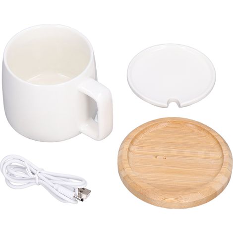 Chauffe-tasse USB 200ml, Base de Chauffage pour Tasse à Café et Lait, Température Constante 55℃, Blanc (1/5)