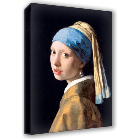 Lupia - Quadro su Tela il Meglio dell'Arte, 50x70 cm RAGAZZA CON L'ORECCHINO DI PERLA - VERMEER, Riproduzione d'Arte su Tela, Montato su Telaio in Legno 3 cm, Made in Italy (1/4)