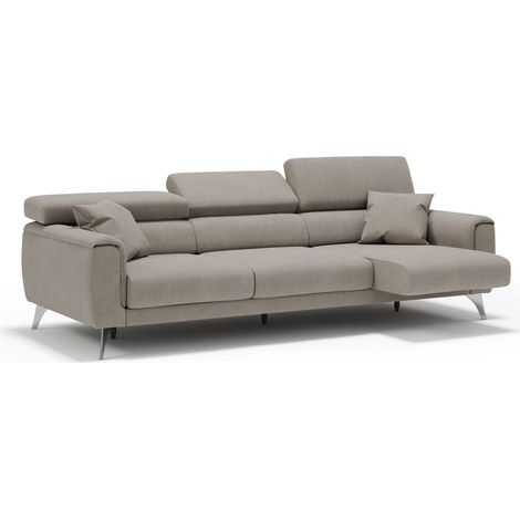 Caravaggio Sofá de 3 plazas extensibles con reposacabezas ajustables en tejido impermeable 244 cm Beige (1/5)