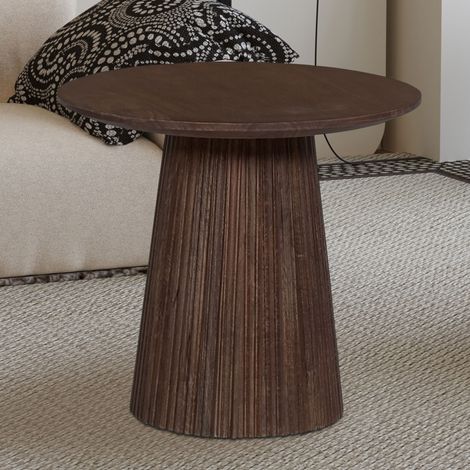 Table basse ronde Miguel 50cm brun foncé  Bois de Mango massif 