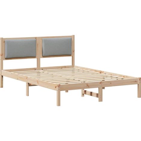 Lit double  Lit adulte  Cadre de lit Gris clair 140 x 200 cm Pin massif