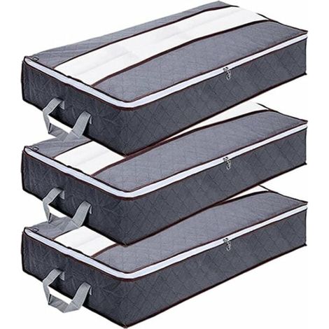 Sac de Rangement sous Lit , Rangement sous Lit Grande Non-Tisse Pliable, Sacs de Rangement pour Couette Édredons Couvertures Oreillers Jouets Vêtements (100x 50 x 18 cm), Gris Lot de 1 (1/4)
