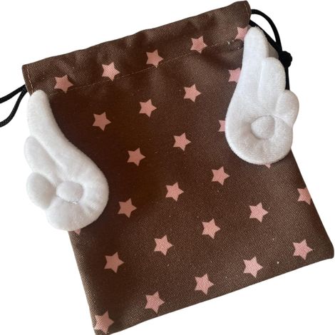 Bolsa de tela afelpada con estampado de estrellas y alas, organizador resistente para la habitación de los niños para libros, juguetes y accesorios.