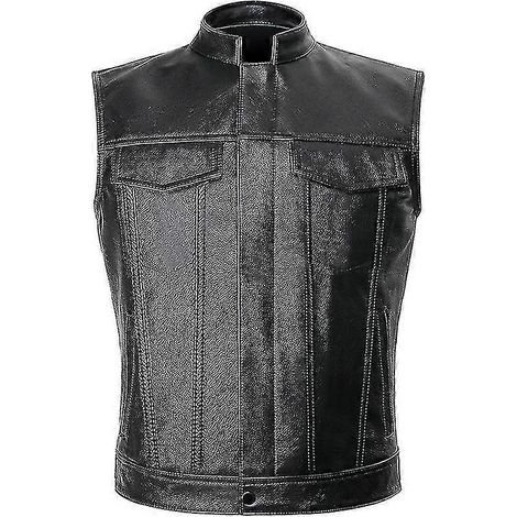 Gilet de moto classique en cuir pour homme, sans manches, idéal pour les clubs et la conduite, tailles S à 4XL.