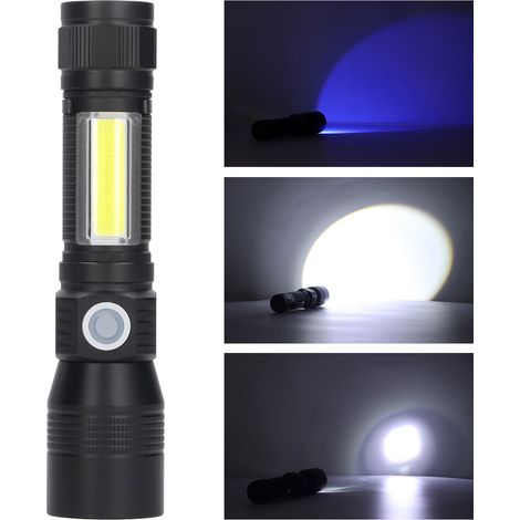 Lampe torche UV rechargeable pour attraper les scorpions, zoomable, étanche, format de poche, LED magnétique à lumière rouge COB (1/5)