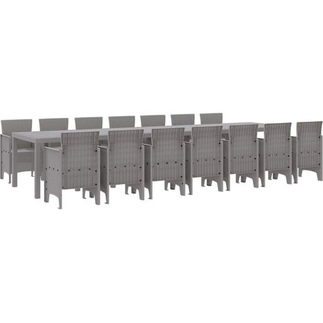 Maison Exclusive - Set da pranzo da giardino con cuscini 15 pz Grigio chiaro PP (1/5)