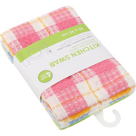 Lot de 4 torchons, coton multicolore, absorption eau, séchage rapide, cuisine nettoyage（Q3 : Nouveaux produits pour le mois d'août） (1/5)