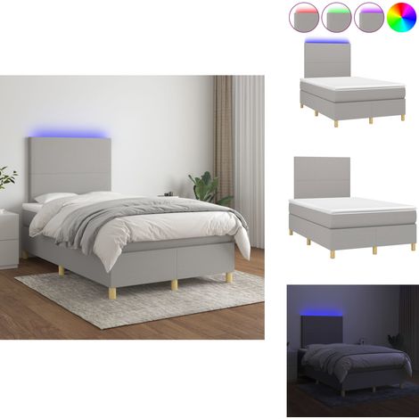 Boxspringbett mit Matratze & LED Hellgrau 120x200 cm Stoff - Boxspringbett - Doppelbett - Schlafsofa - Bettauflage - Lattenrost (1/5)
