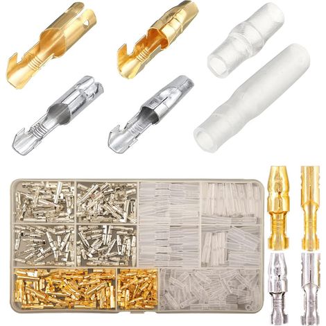 Kit de 360 connecteurs ronds à cosses à sertir ringkabelskor, connecteurs ronds de 3,9 mm avec capuchon isolant (1/5)