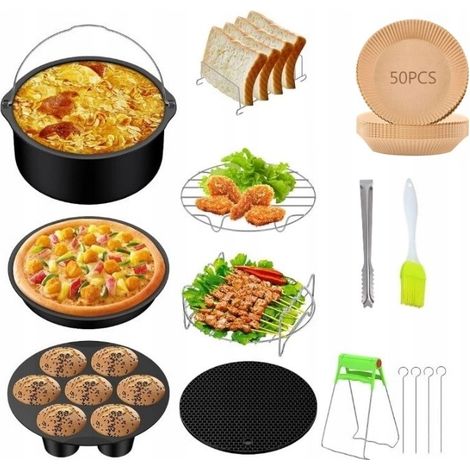 Ensemble XXL de 15 accessoires pour friteuse 8" (pour la cuisson de la pâte à pizza et autres accessoires de friture) (1/5)