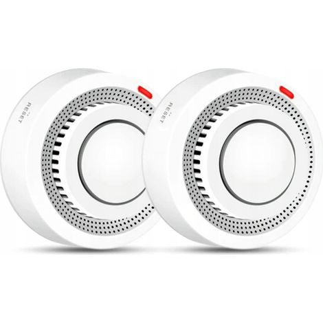 2 sensori di rilevamento fumo wireless intelligenti Tuya Wi-Fi, colore bianco. (1/5)