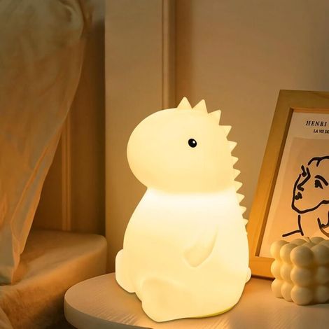 Veilleuse Dinosaure En Silicone Rechargeable Par Usb Avec Éclairage Progressif 7 Couleurs Parfaite Comme Lampe De Nuit Pour Enfant (1/4)
