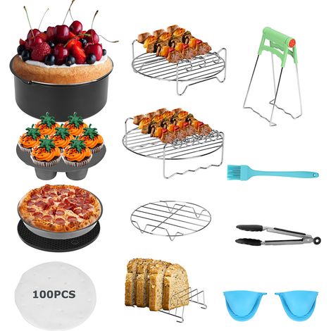 Wolketon Heißluftfritteuse Zubehör, 12 Stk Zubehörset für Fritteusen für  für Luftfritteuse3.5QT-5.8QT
