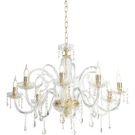 Lampadario a sospensione in cristallo MARIATERESA D82 cm liscio 8 luci (1/3)