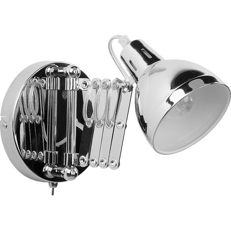 Lámpara de pared de metal plateado aplique brazo ajustable orientable Harrington