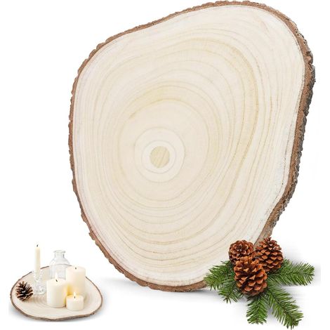 Tranche de Bois Naturel 30-35cm, Rondelle de Bois Brut pour Décoration, DIY, Mariage Rustique et Noël – Support de Bricolage, Artisanat, Peinture sur Bois (1/5)