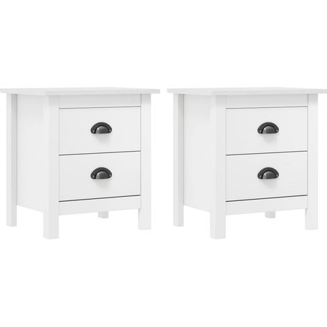 vidaXL Bedside Cabinet "Hill" 2 pcs White 46x35x49,5 cm Solid Pine Wood