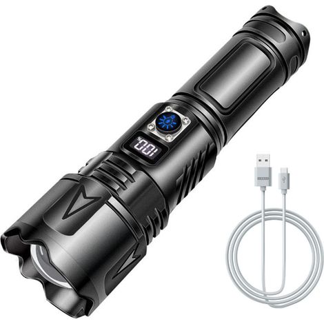Lampe de Poche Ultra Puissante, USB-C Rechargeable 100000 Lumens Lampe Torche LED, IP65 Étanche Tactique Torches (1/5)