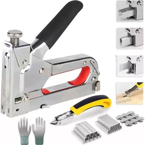 Engrapadora Tipo Pistola Para Tapiceria, 9000 Grapas, guantes (1/5)
