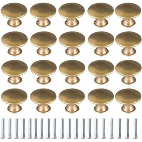 Bouton de Porte Laiton 20 Pièces Vintage Laiton Poignées Boutons de Meuble Boutons Porte de Tiroir Poignée de Meuble Béquille, bouton et poignée de porte Vintage pour Tiroir Armoire Meuble Cuisine de