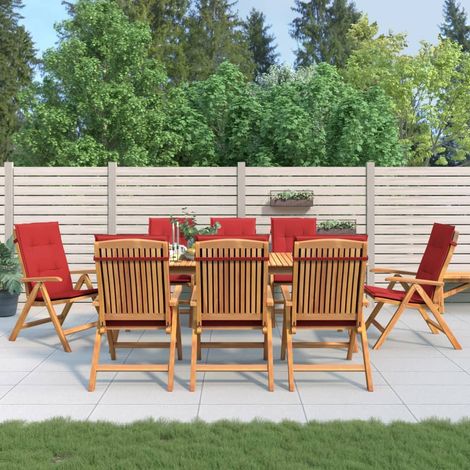 Gartenstühle mit Auflagen 8 Stk. Massivholz Teak (1/5)