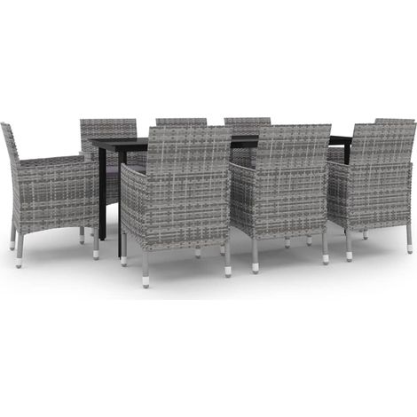 Maison Exclusive - 9-tlg. Garten-Essgruppe mit Auflagen Poly Ratt