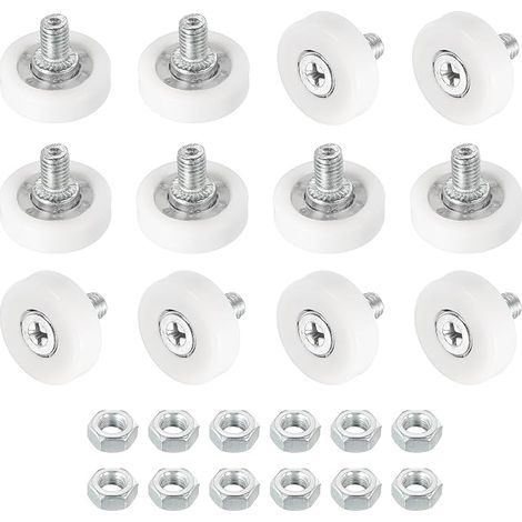 Nylon Drawer Casters Replacement Cabinet Drawer Casters Drawer Positioning Wheels with 25mm Bearings Slide Guides with Nuts Pack of 12 (1/5)