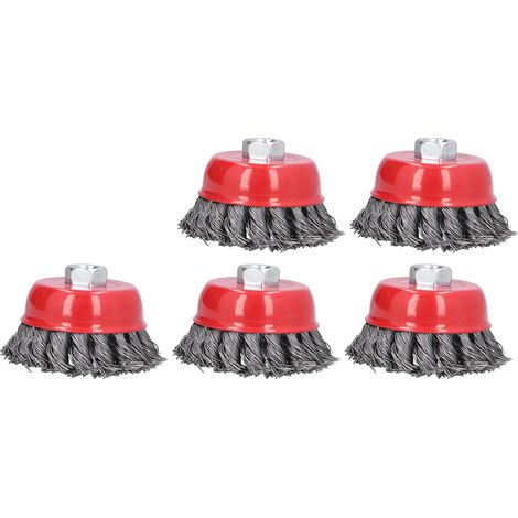 Lot de 5 brosses métalliques torsadées pour le décapage de la rouille, filetage M10. (1/5)