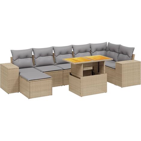Maison Exclusive - Juego de sofás de jardín con cojines beige 8 p (1/4)