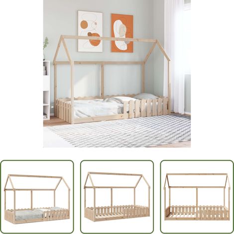 vidaXL Kieferbett - Kinderbett Hausbett 90x190 cm Massivholz Kiefer (1/5)