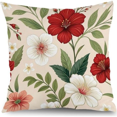 Housse de coussin patio floral, décoration jardin terrasse canapé,50×50cm (1/5)