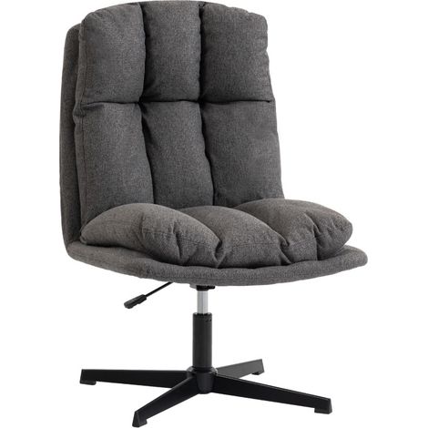 Chaise pivotante de lecture en tissu gris foncé, siège large 62 cm, hauteur réglable 92-102 cm, rotation 360°, pieds métal, sans accoudoirs  CHICFURN (1/5)