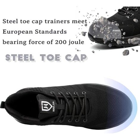 MINKUROW Zapatos de seguridad Hombre Mujer Ligero Cómodo Antideslizante Cesta de seguridad Negro 38EU (1/4)