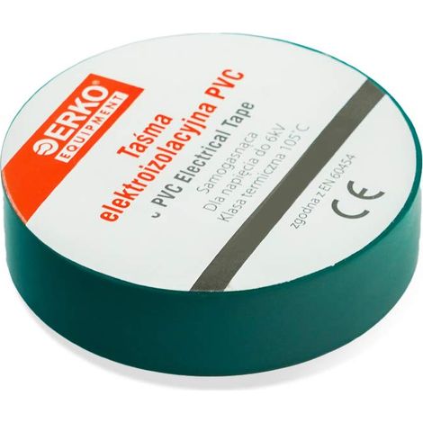 ERKO Nastro Isolante elettrico verde 15 mm x 10 m 10 Pezzi PVC Per isolare Riparare e legare, nastro adesivo, Per tensioni fino a 6 kv, elettrici professionali, flessibile, autoestinguente (1/4)
