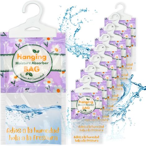 Déshumidificateurs Suspendu, Absorbeur D'humidité, 9 Pièces Sachets Anti Humidite, Résistant l'humidité pour placard, les Sous-sols, Placards, Buanderies (violet) (1/5)