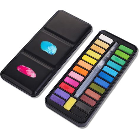 24-color solid watercolor paint box - with fountain pen (1/5)