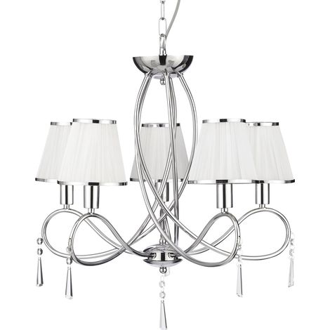 Lampadario Contemporaneo Semplicità Acciaio Cromo Vetro 5 Luci E14 (1/5)