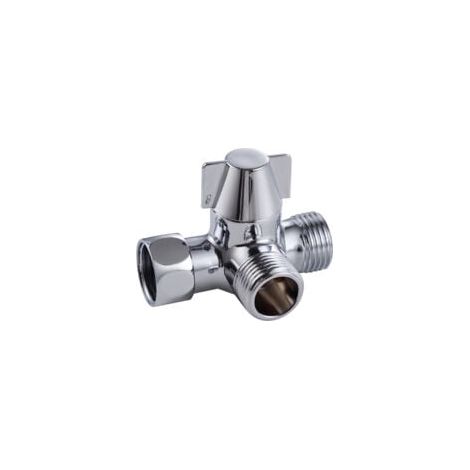 Valve 3 Voies En Laiton Massif, Inverseur à 3 Voies Commutateur Vanne, Vanne DéRivation Douche à 3 Voies, Vanne D'Adaptateur En T G1 / 2", Pour Douche, Douchette Et Bras De Douche Inverseur (1/5)
