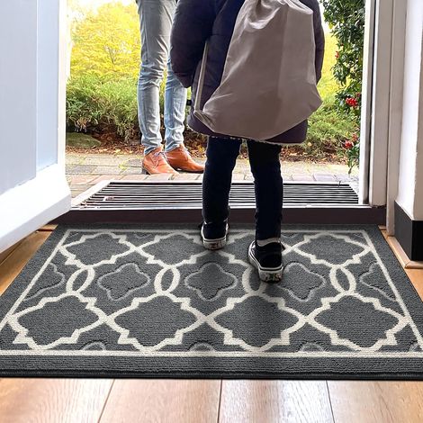 GROOFOO Paillasson Antidérapant,Tapis de Porte Intérieur et Extérieur Absorbant et Résistant,Tapis d'entrée Lavable en Machine,Anti-Poussière - 50 x 80 cm,Charcoal GROOFOO (1/5)