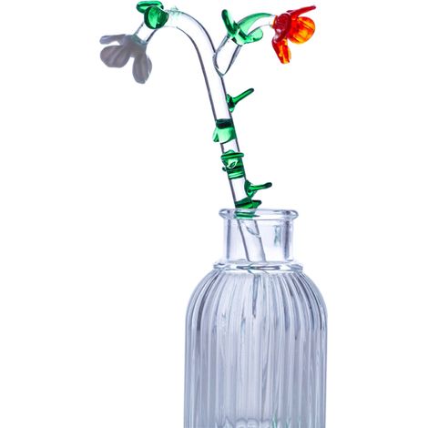 Bouquet de fleurs en verre soufflé à la main, ornement décoratif pour le bureau, la maison ou une fête. (1/5)