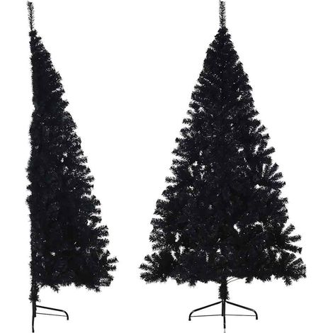 Künstlicher Halb-Weihnachtsbaum mit Ständer Schwarz 180 cm PVC