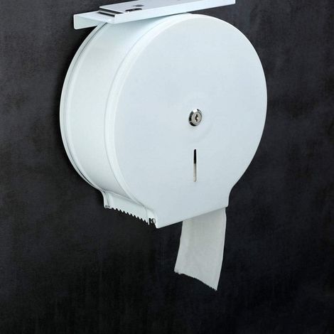 Commercial Jumbo Toilet Paper Dispenser with Shelf, Wall Mount Stainless Steel Roll Holder, White Tissue Dispensers (1/4)